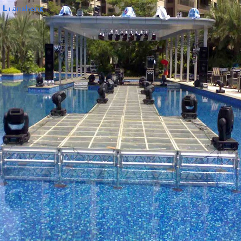 Marangyang Matibay Matibay Aluminum Alloy Transparent Glass Stage Wedding Dekorasyon Stage ng Event Podium