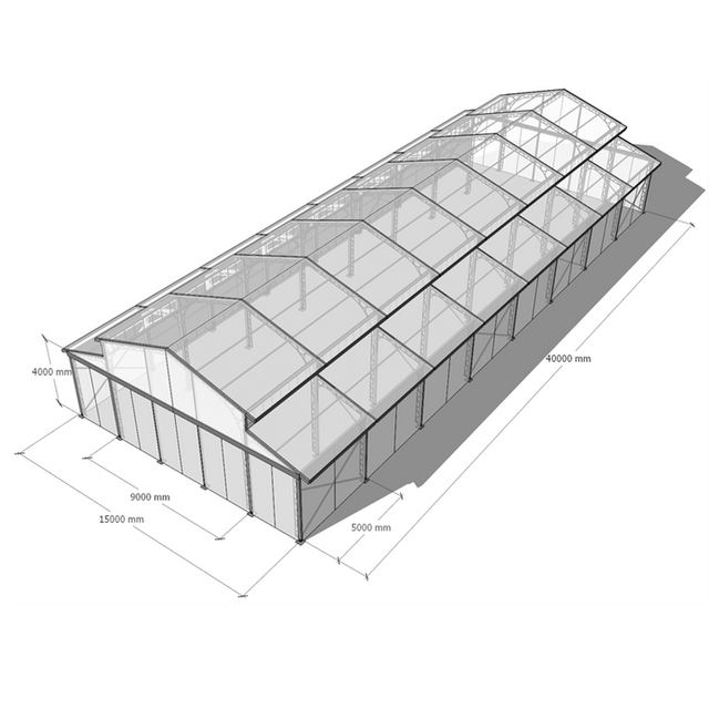 15X40m Malaking Wedding Marquee 300 Seater Transparent Party Tent Black Frame Atrium Event Tents para sa Outdoor Events