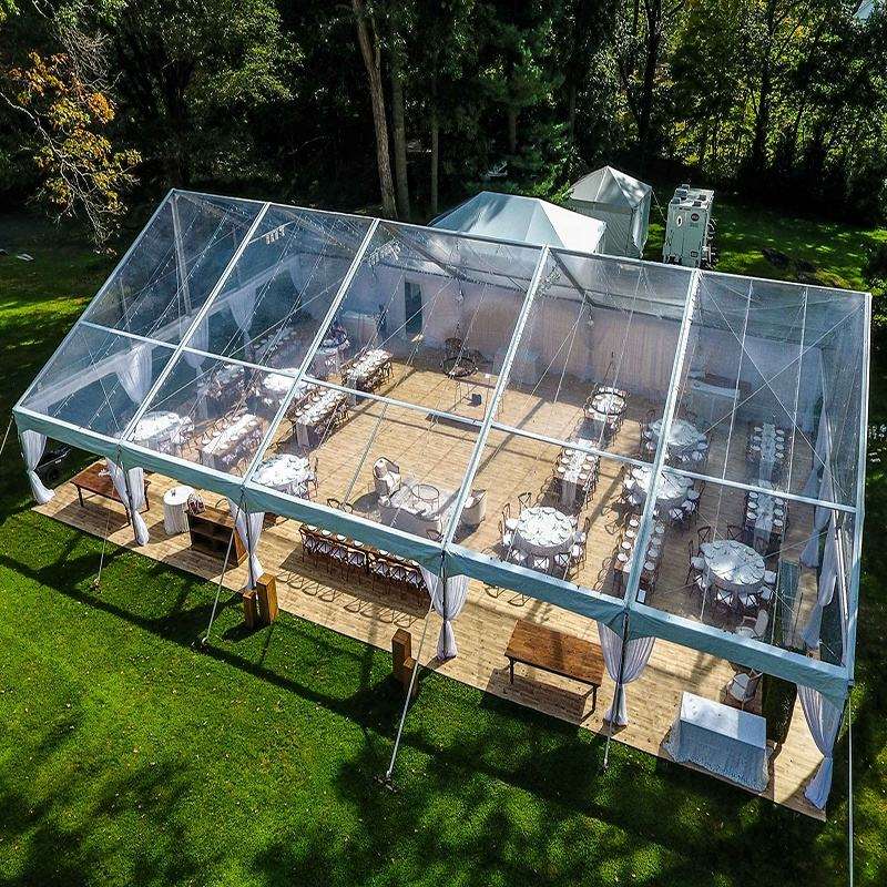 Customized Clear White Pvc Aluminum Event Wedding Tente Panlabas na Malaking Heavy-Duty Aluminum Black Frame Tent para sa Kasal