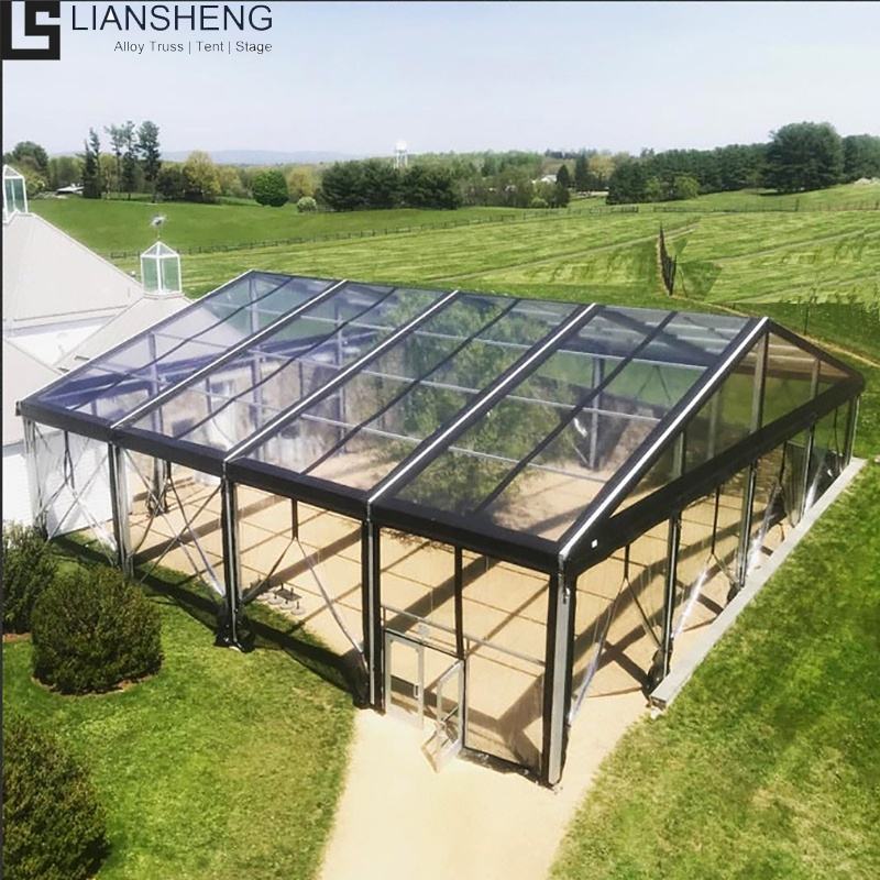 Luxury Party Wedding malinaw na PVC Black Frame Malaking Tent Curved Herringbone Color Opsyonal Aluminum Steel Frame Event Marquee Tent