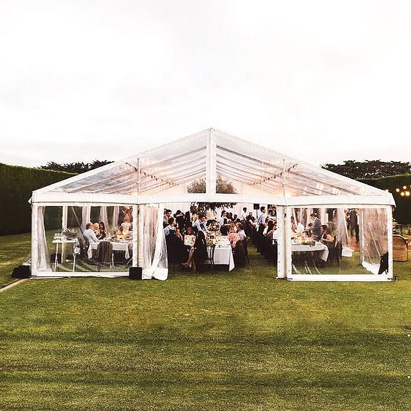 Customized Clear White Pvc Aluminum Event Wedding Tente Panlabas na Malaking Heavy-Duty Aluminum Black Frame Tent para sa Kasal