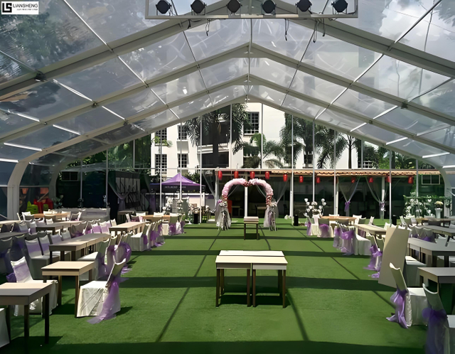 Itim na Frame Clear PVC Cover Aluminum Alloy Atrium Tent Wedding Party Tent para sa 100-500 na Tao sa Outdoor Event