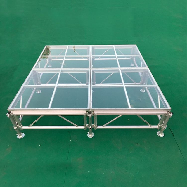 Transparent Adjustable Height Event Concert Aluminum Frame Acrylic Platform Stage