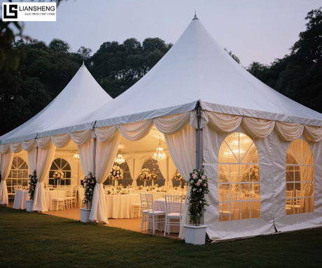 Bagong Estilo sa Outdoor na Kasal Polygonal Spire Pagoda Tent na may Aluminum Alloy Frame Pinakamabentang Mga Sukat na Available ang Customization