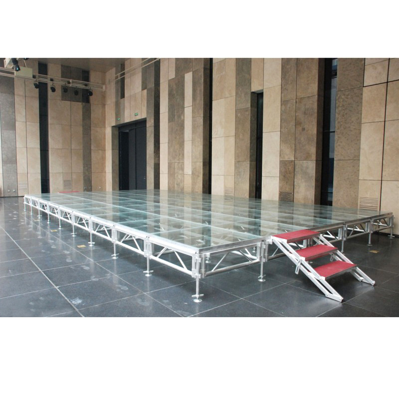 Transparent Adjustable Height Event Concert Aluminum Frame Acrylic Platform Stage