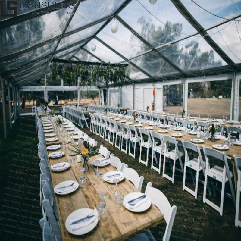 Customized Clear White Pvc Aluminum Event Wedding Tente Panlabas na Malaking Heavy-Duty Aluminum Black Frame Tent para sa Kasal