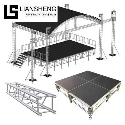 Aluminum portable Stage Platform Anti slip Concert Stage Podium Triangle Roof Truss Display