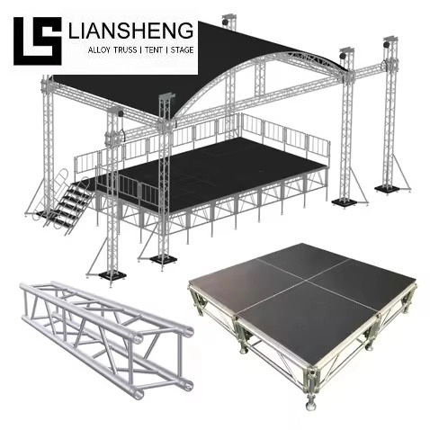 Aluminum portable Stage Platform Anti slip Concert Stage Podium Triangle Roof Truss Display