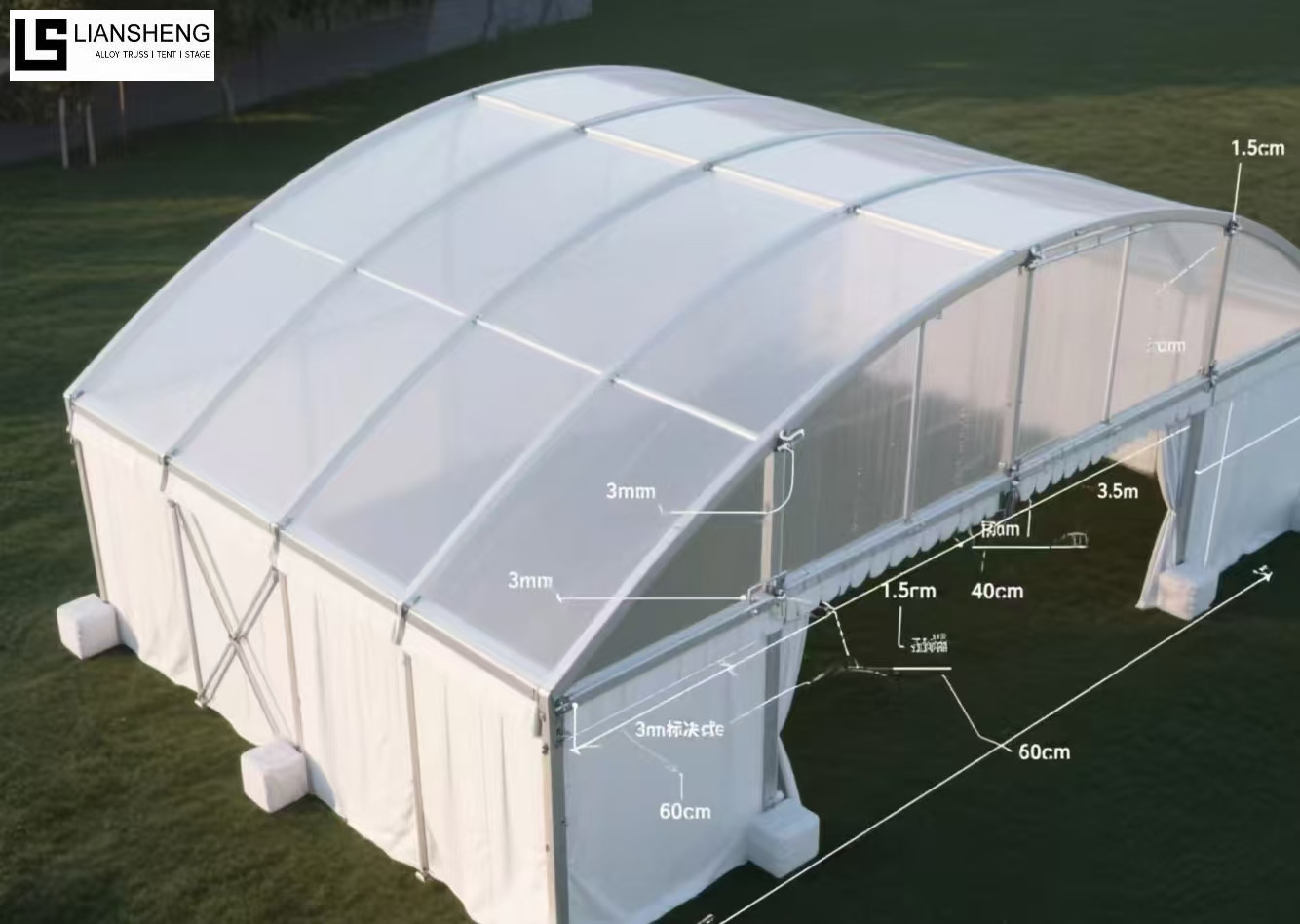 Aluminum Curved Marquee Tent Para sa Outdoor Event At Wedding Party