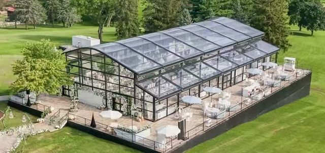 Custom na Modular Aluminum Atrium Tent na May Tempered Glass Wall Para sa Shopping Mall