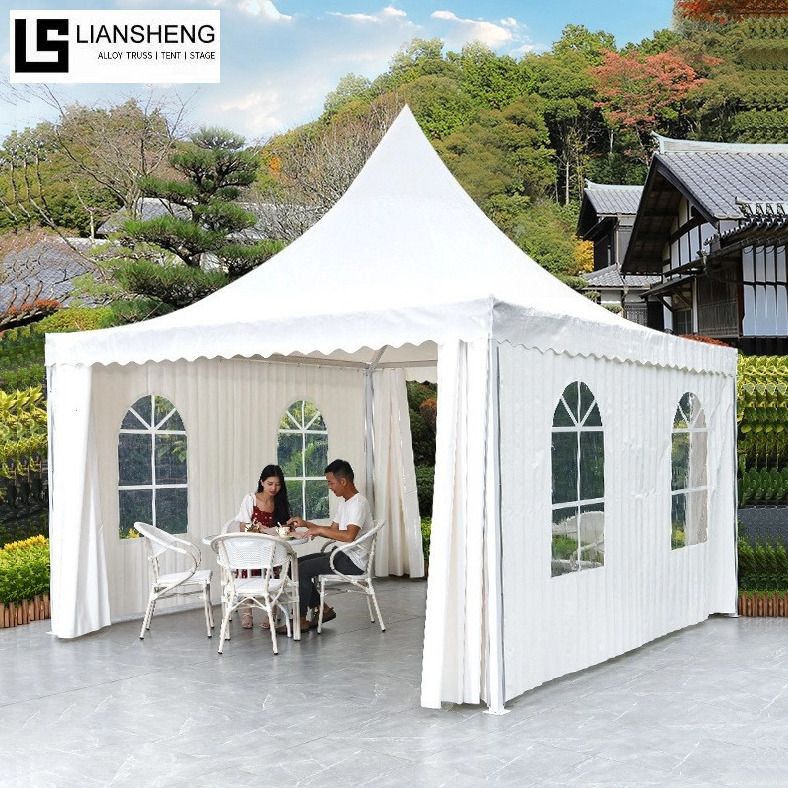 Commercial pagoda tent frame at fabric assembly